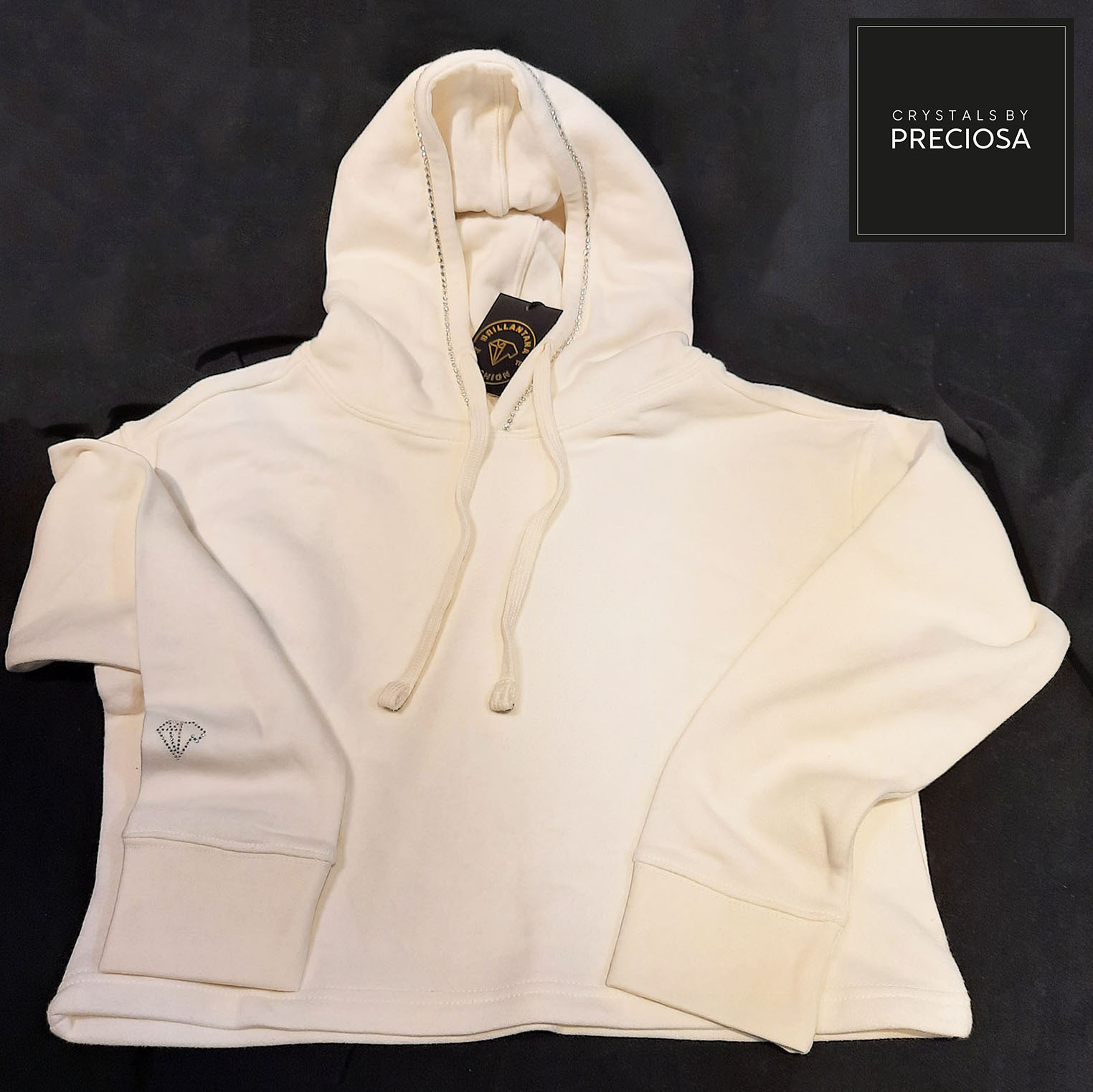 Hoodie mit Glitzer-Stein-Druck #02